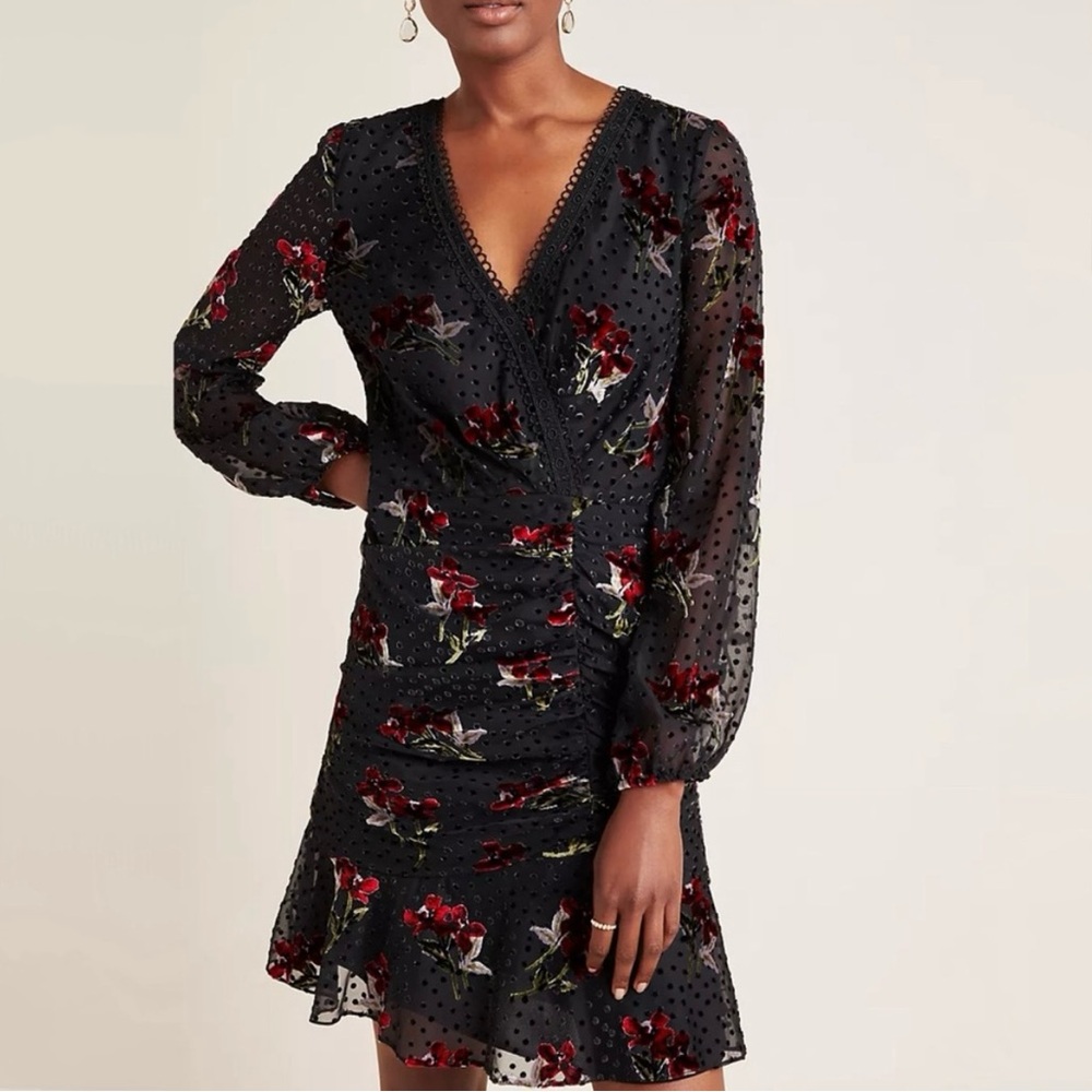 Anthropologie Shoshanna Julietta Burnout Velvet Mini Dress
